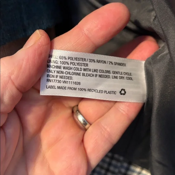 A New Day Blue & Charcoal Plaid Single Breast Blazer - Picture 8 of 13